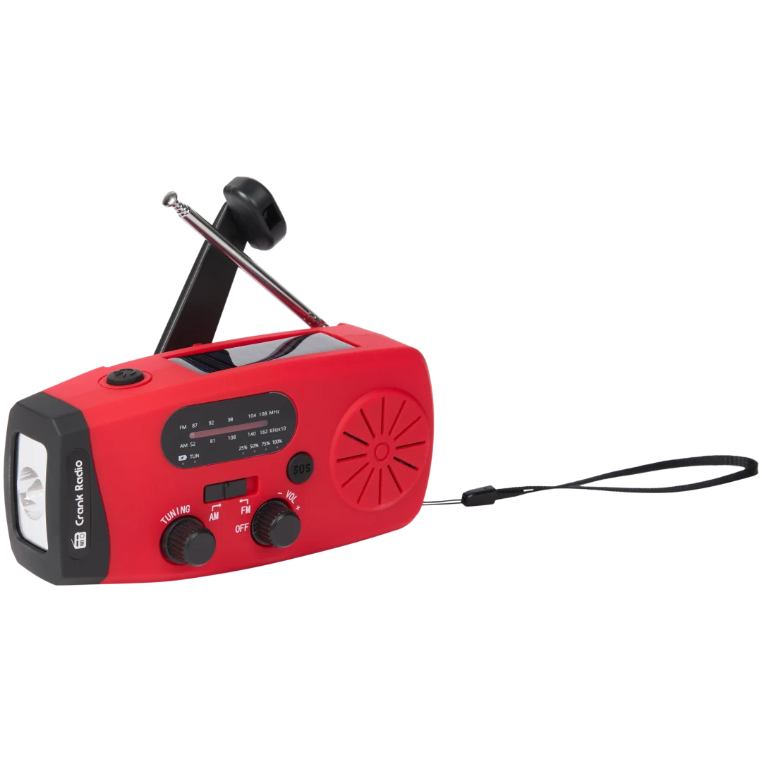 Radio de secours 4-en-1 avec lampe de poche et batterie externe