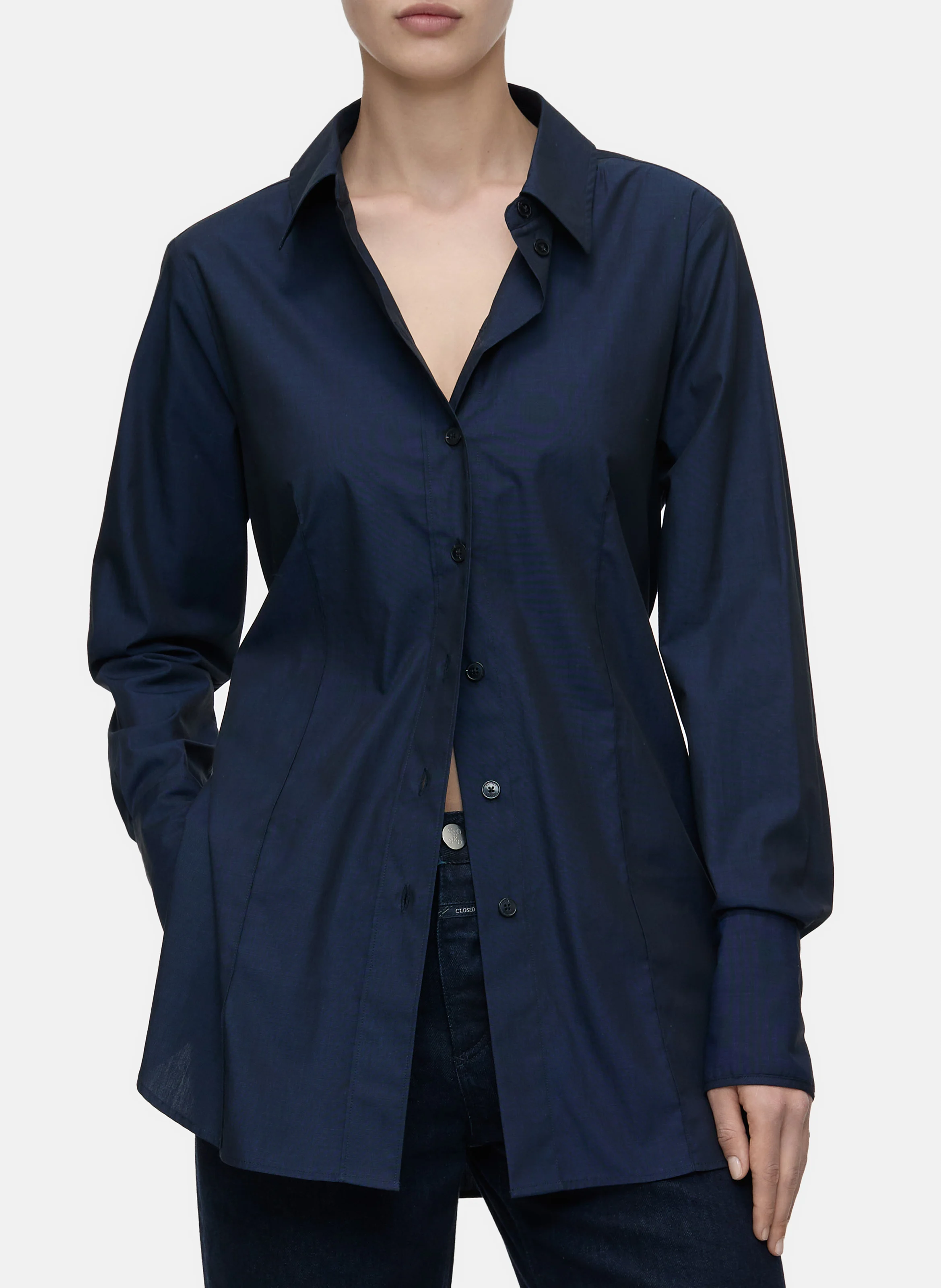 Chemise col classique en coton | Bleu