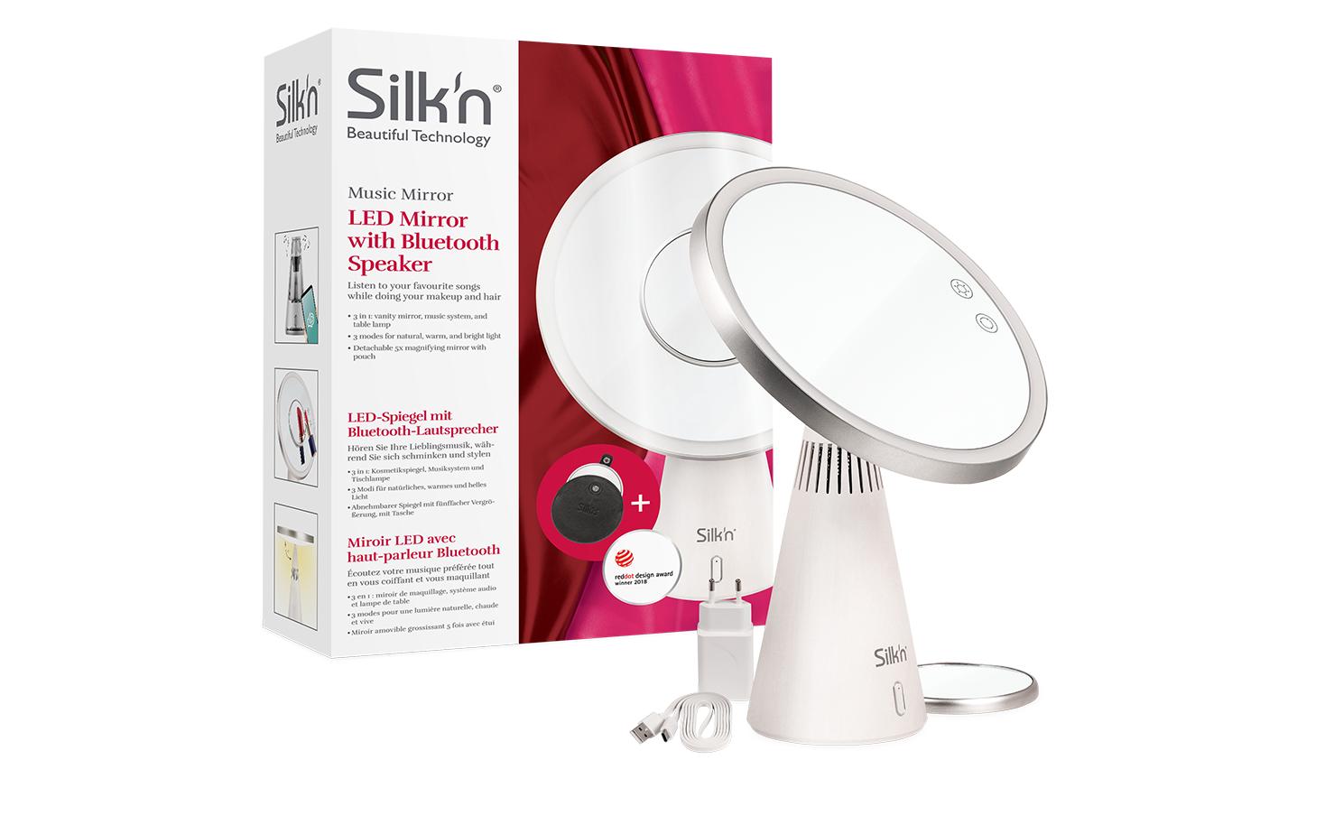 Kosmetikspiegel Music Mirror Weiss<br>LED-Spiegel mit Bluetooth-Lautsprecher