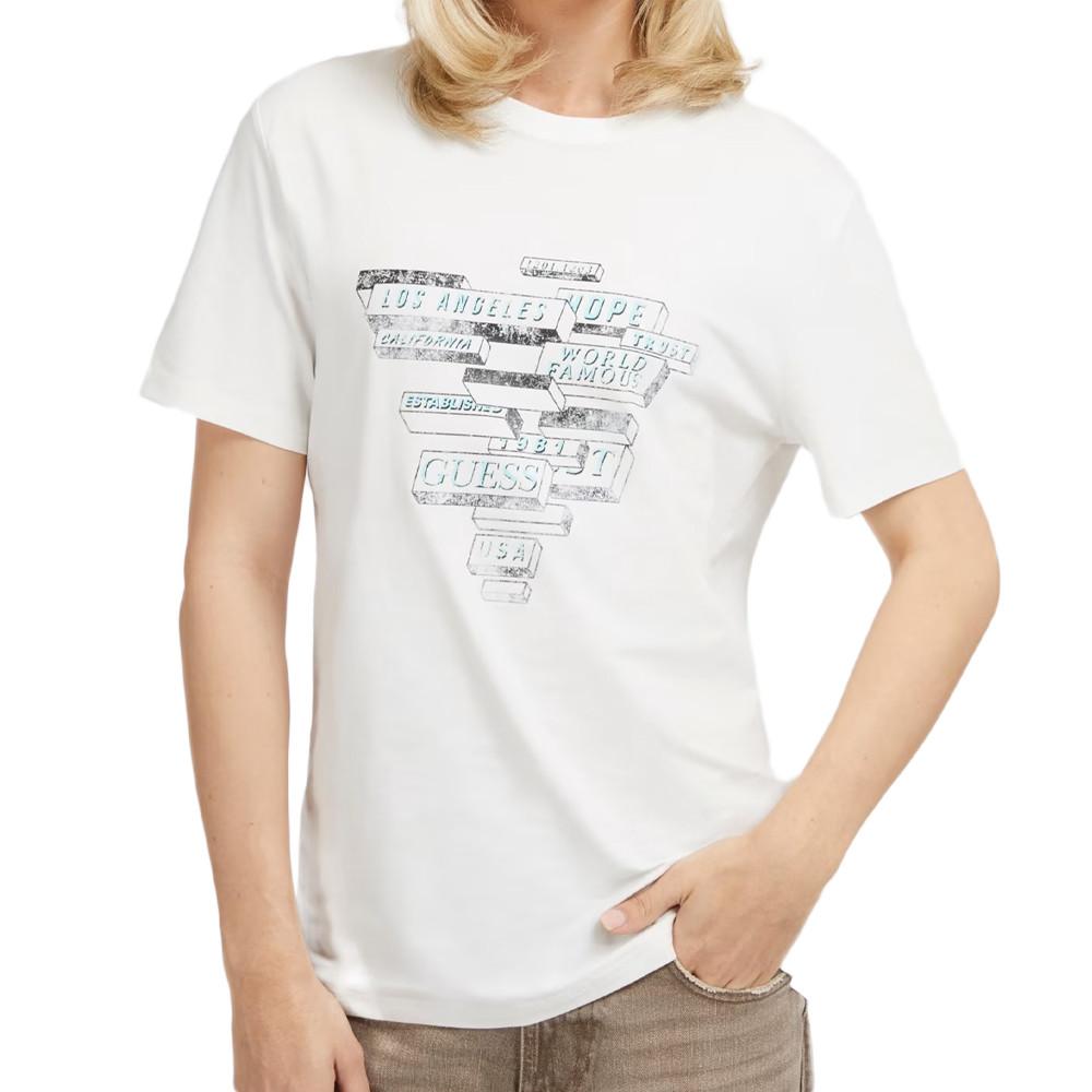 Guess T-shirt Blanc Homme Guess Abstract Triangle
