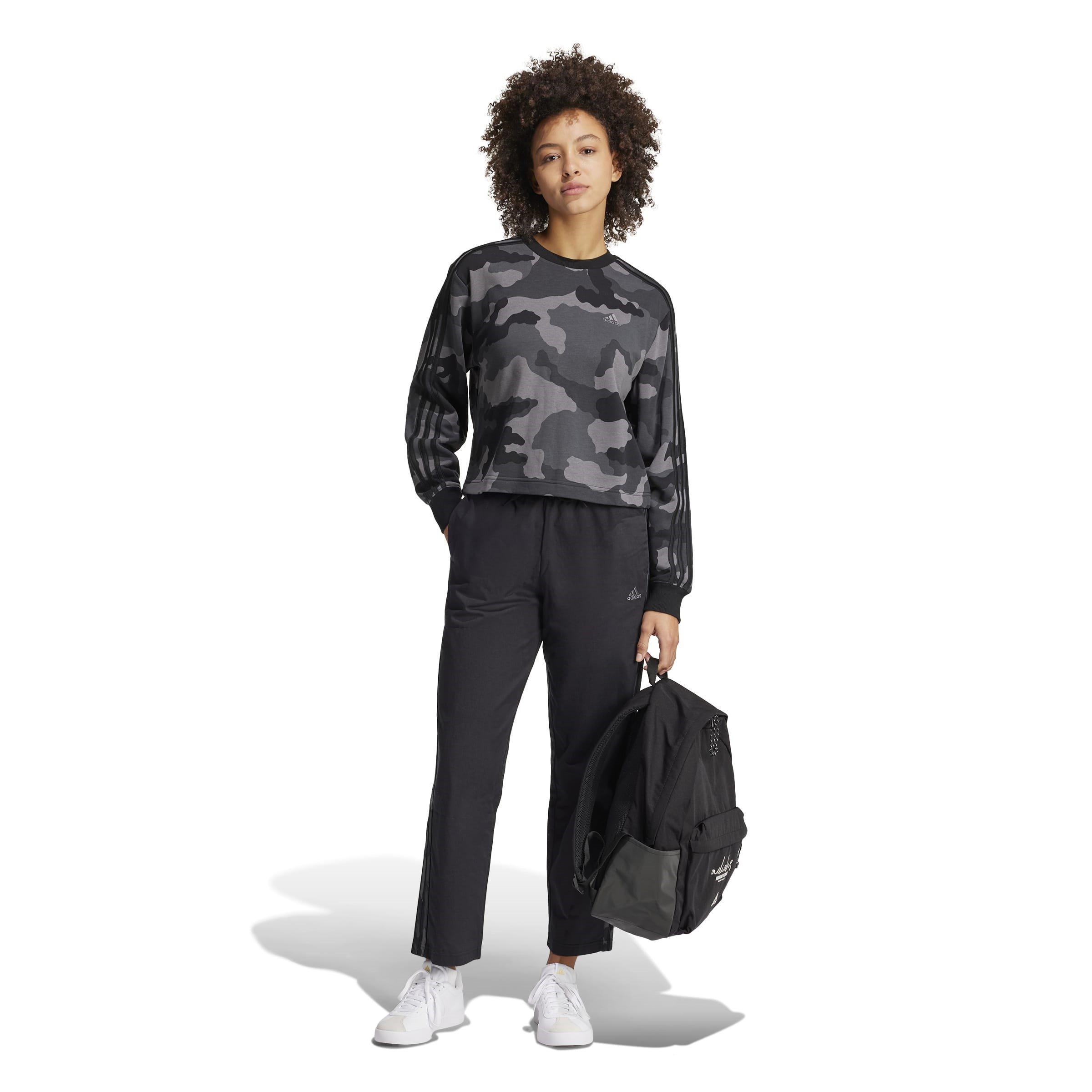 adidas Essentials 3-Stripes Camo-Print Cropped Sweatshirt womens