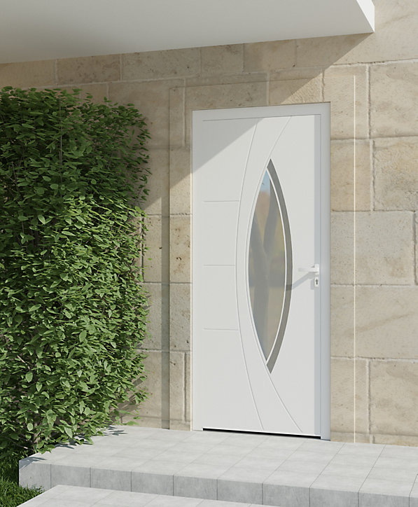 Porte d'entrée alu blanc Zaria H.215 x l.90 cm poussant gauche