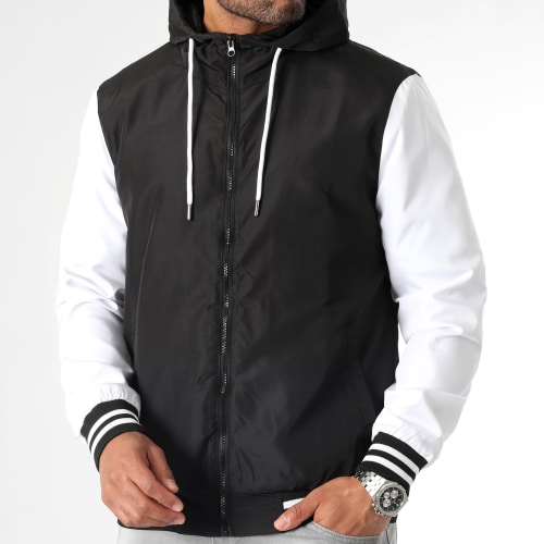 Veste Zippée Capuche Bicolore 0185 Noir Blanc