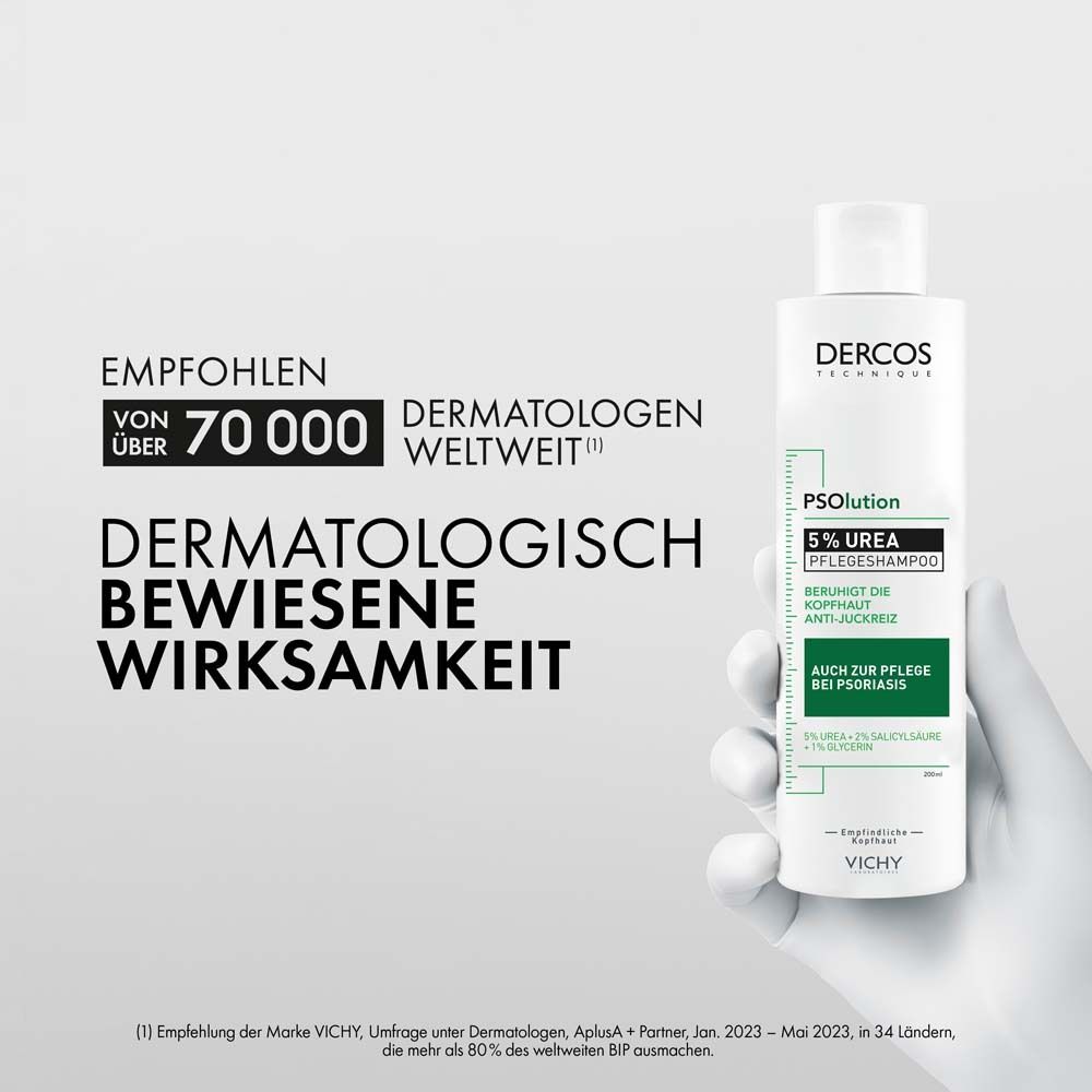 Vichy DERCOS Psolution Pflegeshampoo: Beruhigendes Pflegeshampoo mit 5 % Urea gegen trockene juckende Kopfhaut – für empfindliche Kopfhaut geeignet