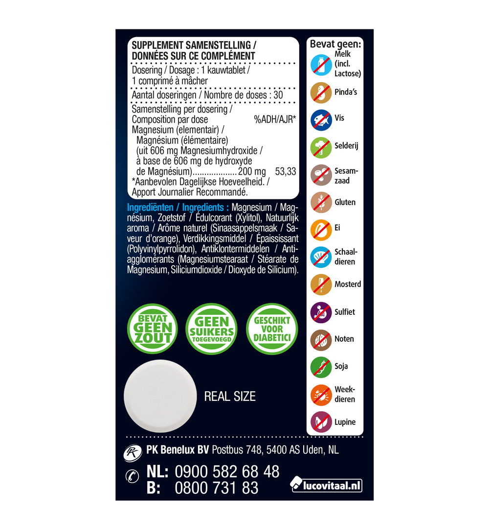 Lucovitaal Pure Marine Magnesium (30 kauwtabletten)