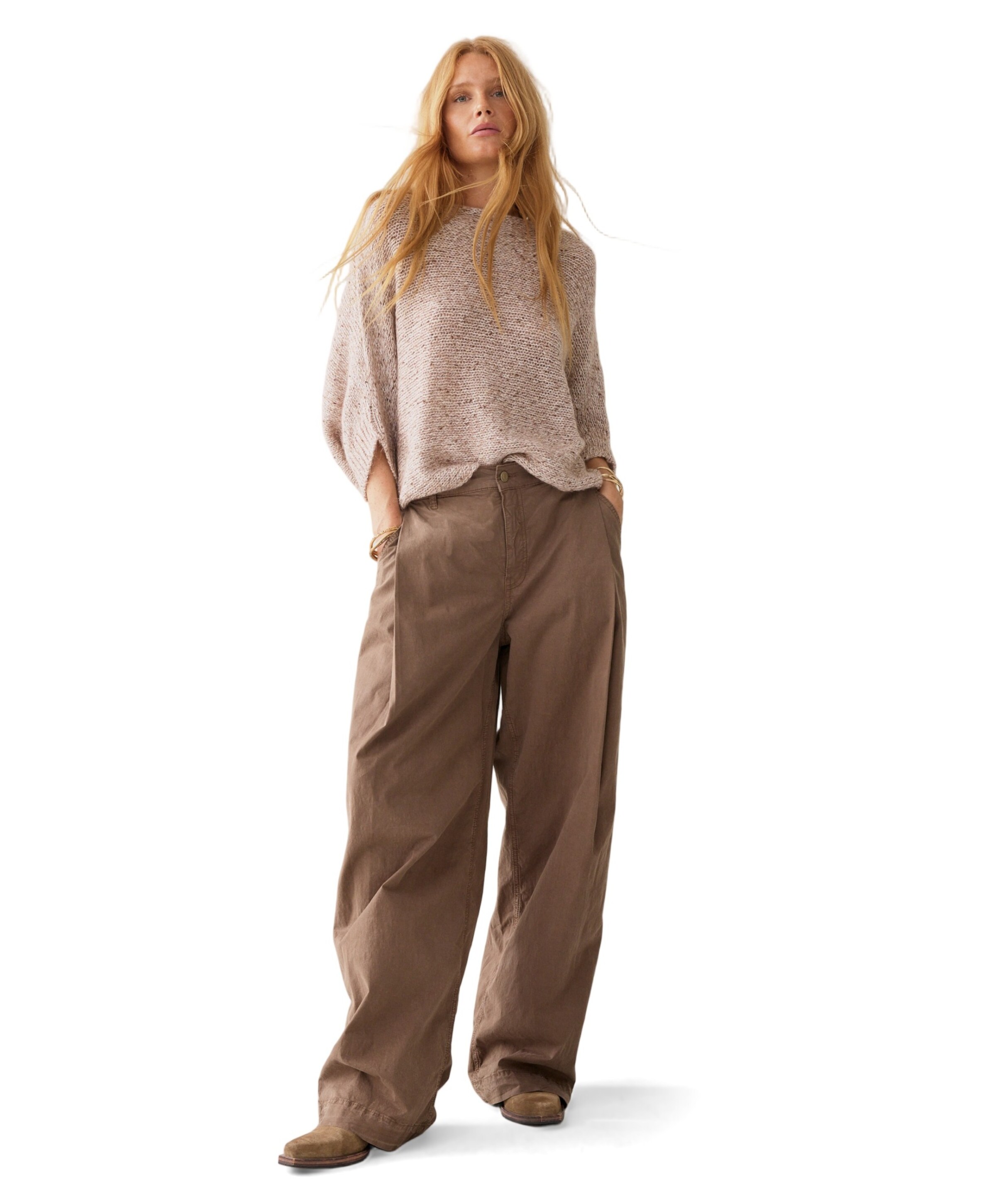Summum Woman Wideleg Brisk cotton twill dames broek beige
