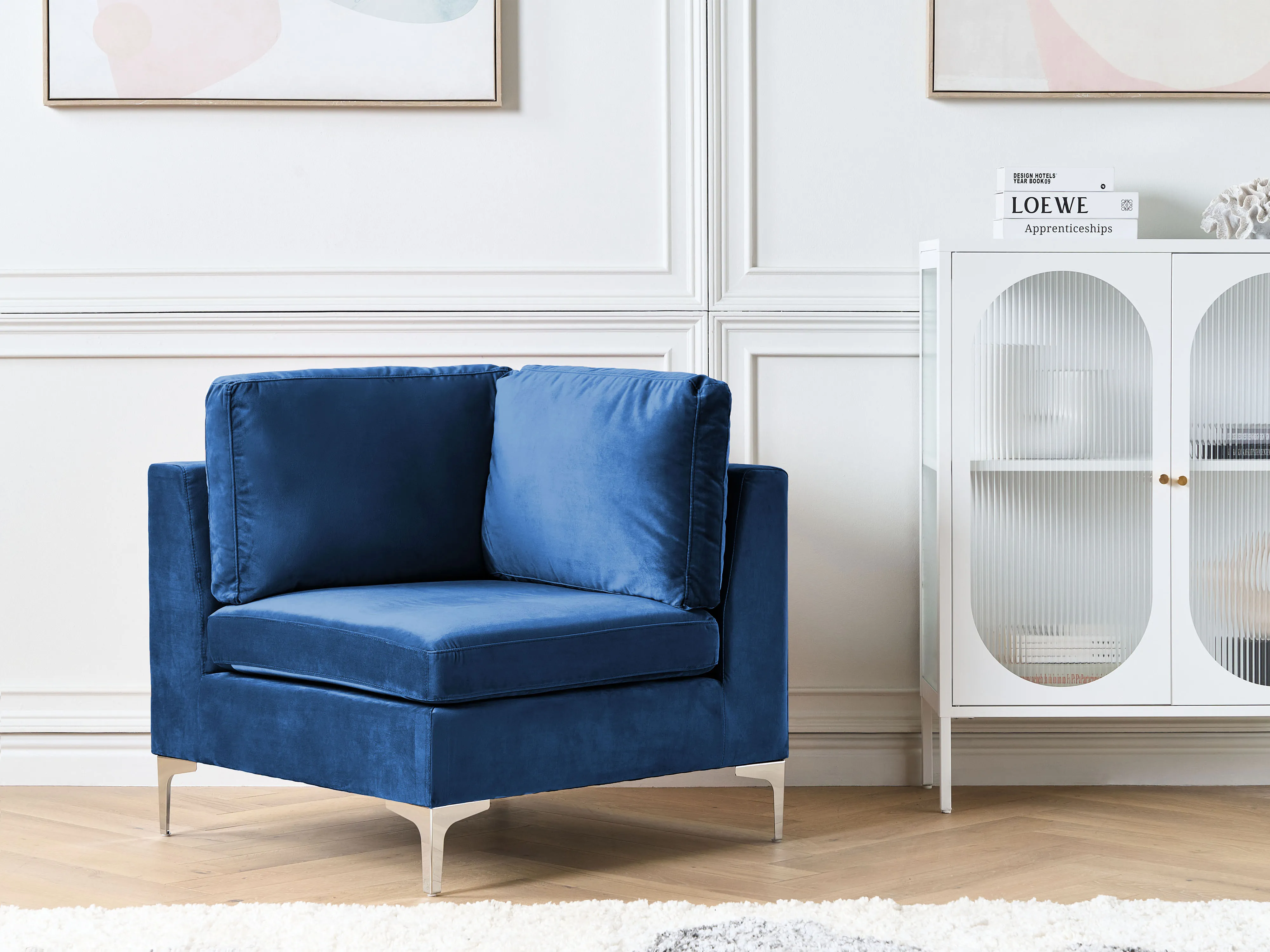 Hoekmodule EVJA Fluweel Marineblauw