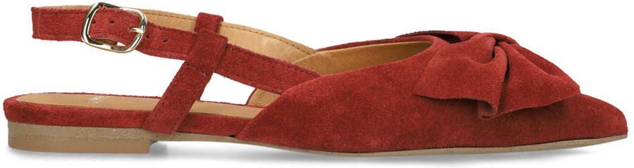 Manfield Dames Bordeaux rode suède slingbacks met strik