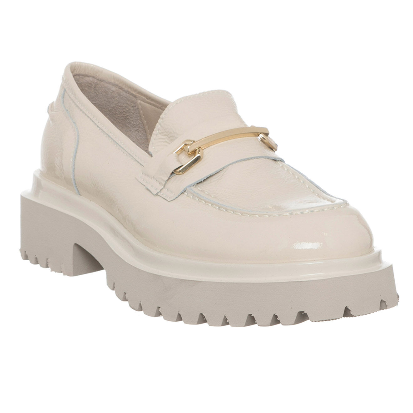 Loretta Pettinari Mocassins en Cuir Nina beige/doré