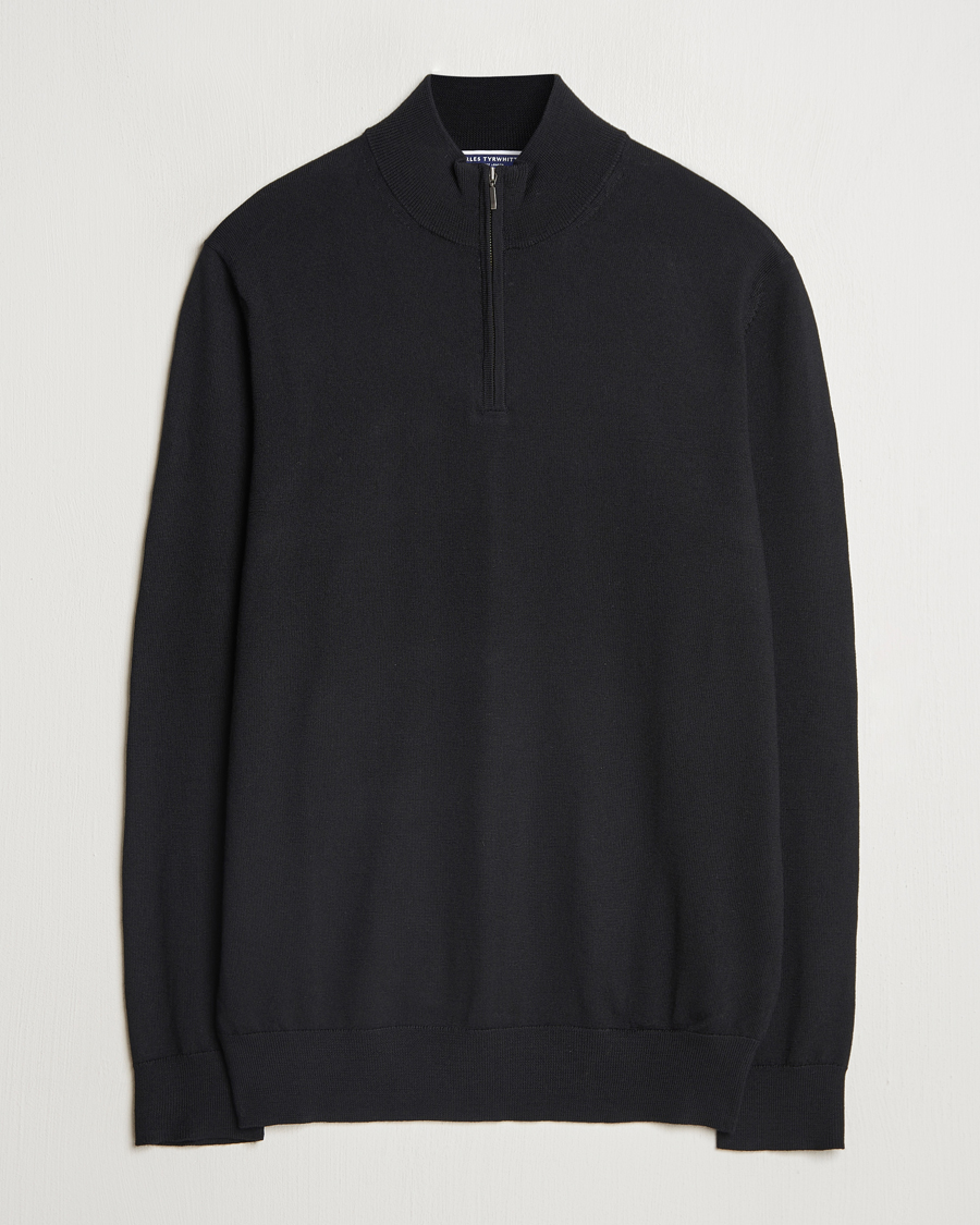 Charles Tyrwhitt Pure Merino Zip Neck Jumper Black