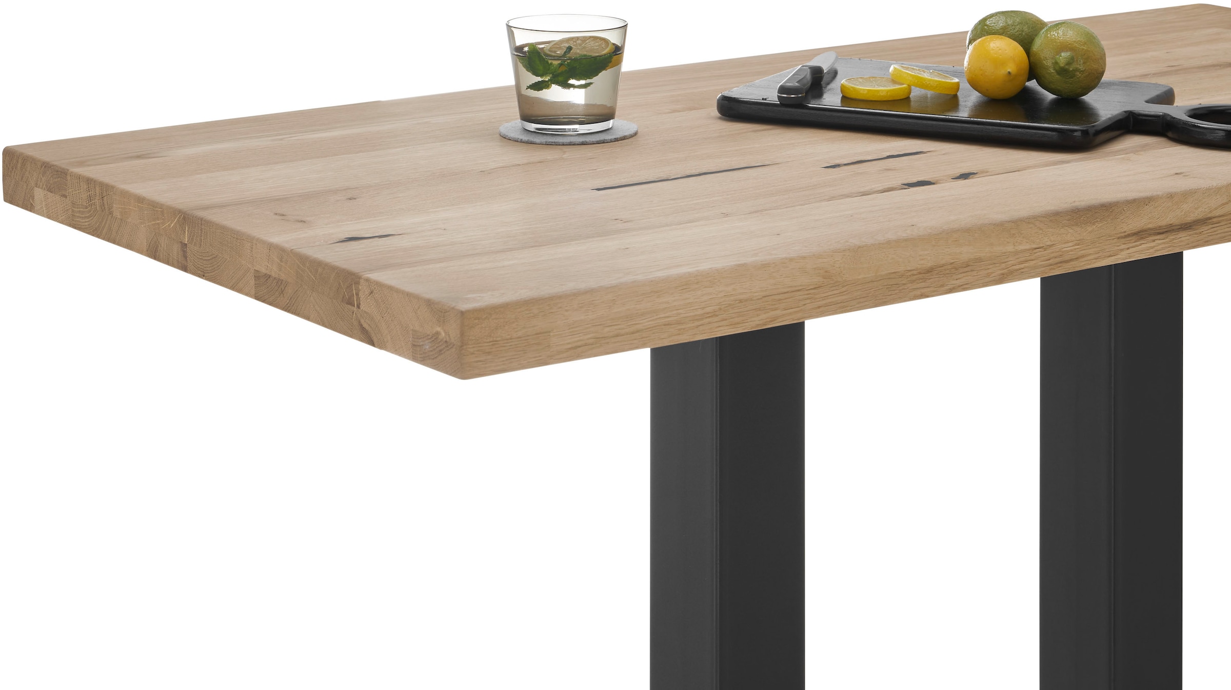 Stolkom Bartisch »Jay Eiche Massivholz geölt, Hochtisch BxHxT 120x104x60 cm« Industrial Style Eiche Massivholz geölt durchgehende Lamelle