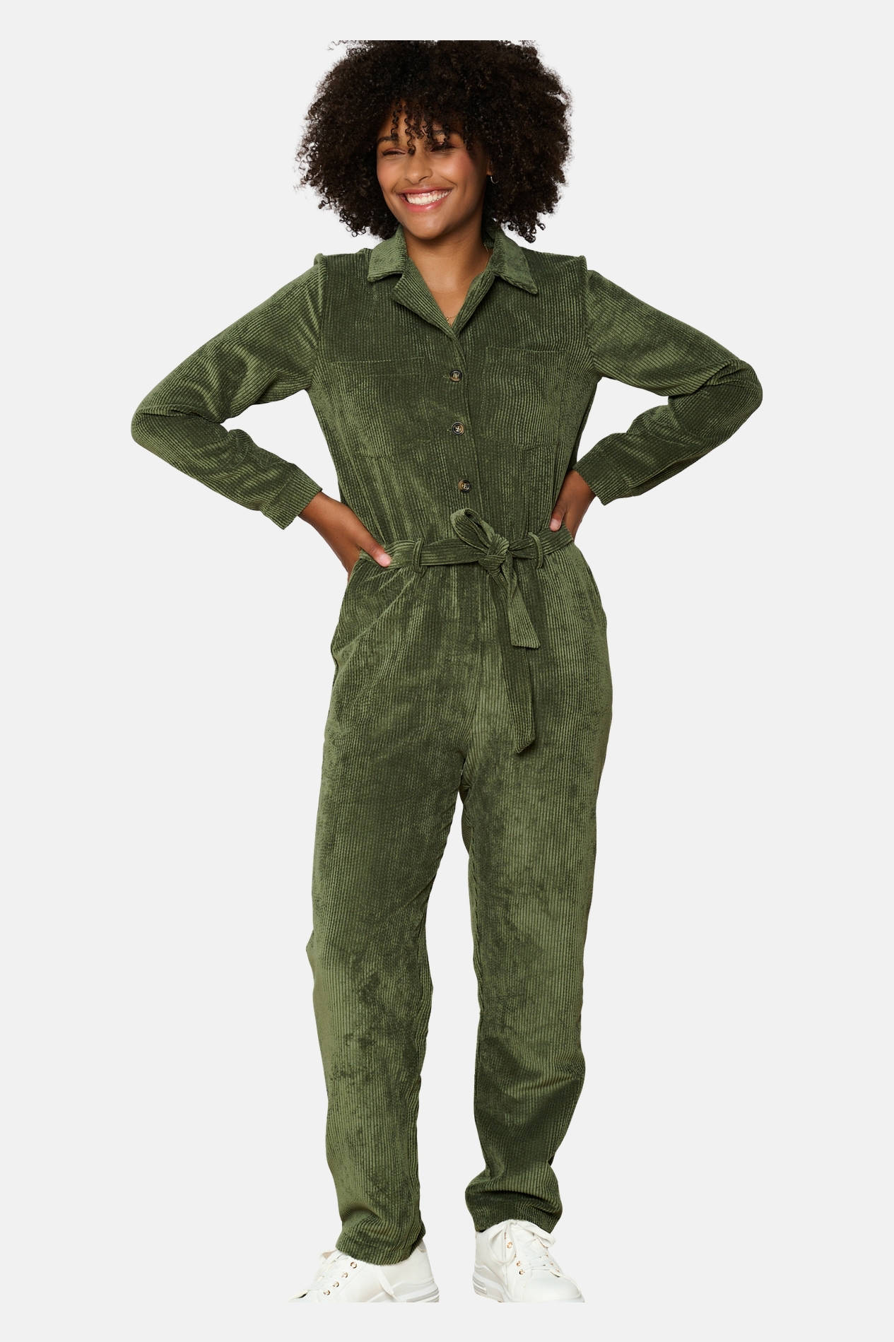 LOLALIZA corduroy jumpsuit donkergroen