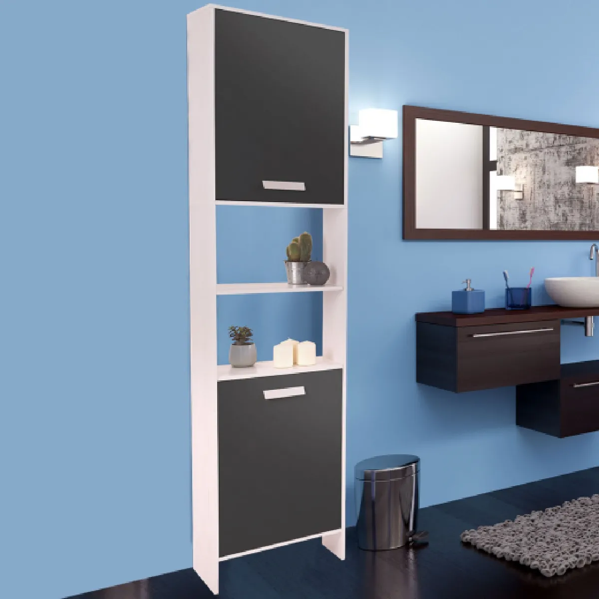 IDMARKET Lea - Blanc Portes Grises
