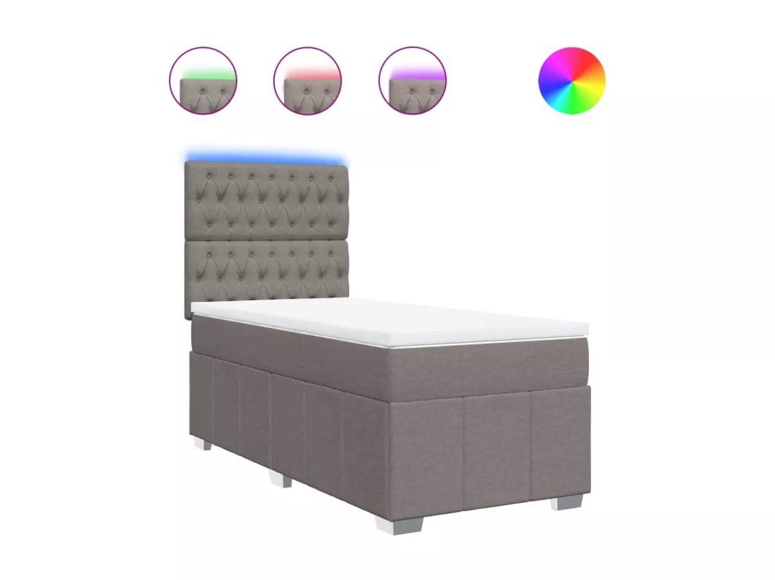 Sommier à lattes de lit avec matelas Taupe 90x190 cm Tissu