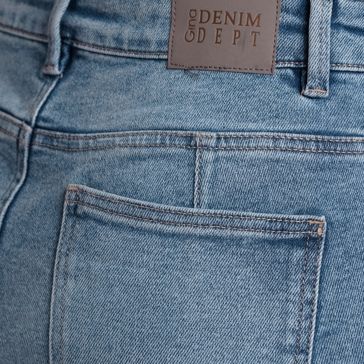 Gina Damen Straight-Jeans mit Used-Waschung hellblau