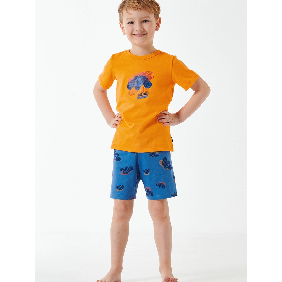 Schiesser Pyjama Boys World Organic Cotton orange, blau
