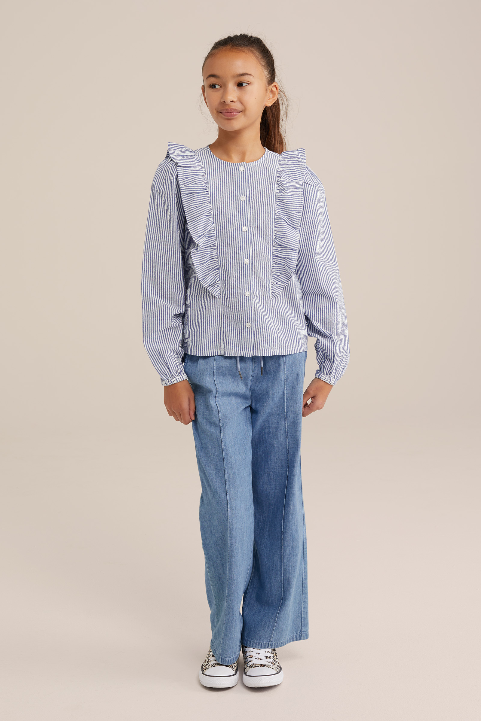 Meisjes blouse met dessin WE Fashion Blauw