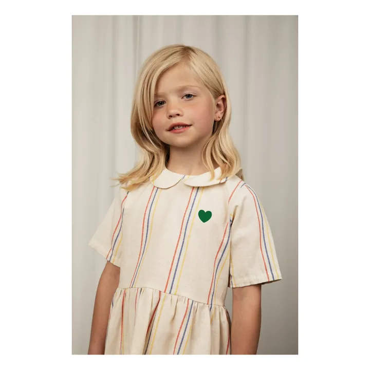 Mini Rodini Robe Rayure Coton Bio | Ecru