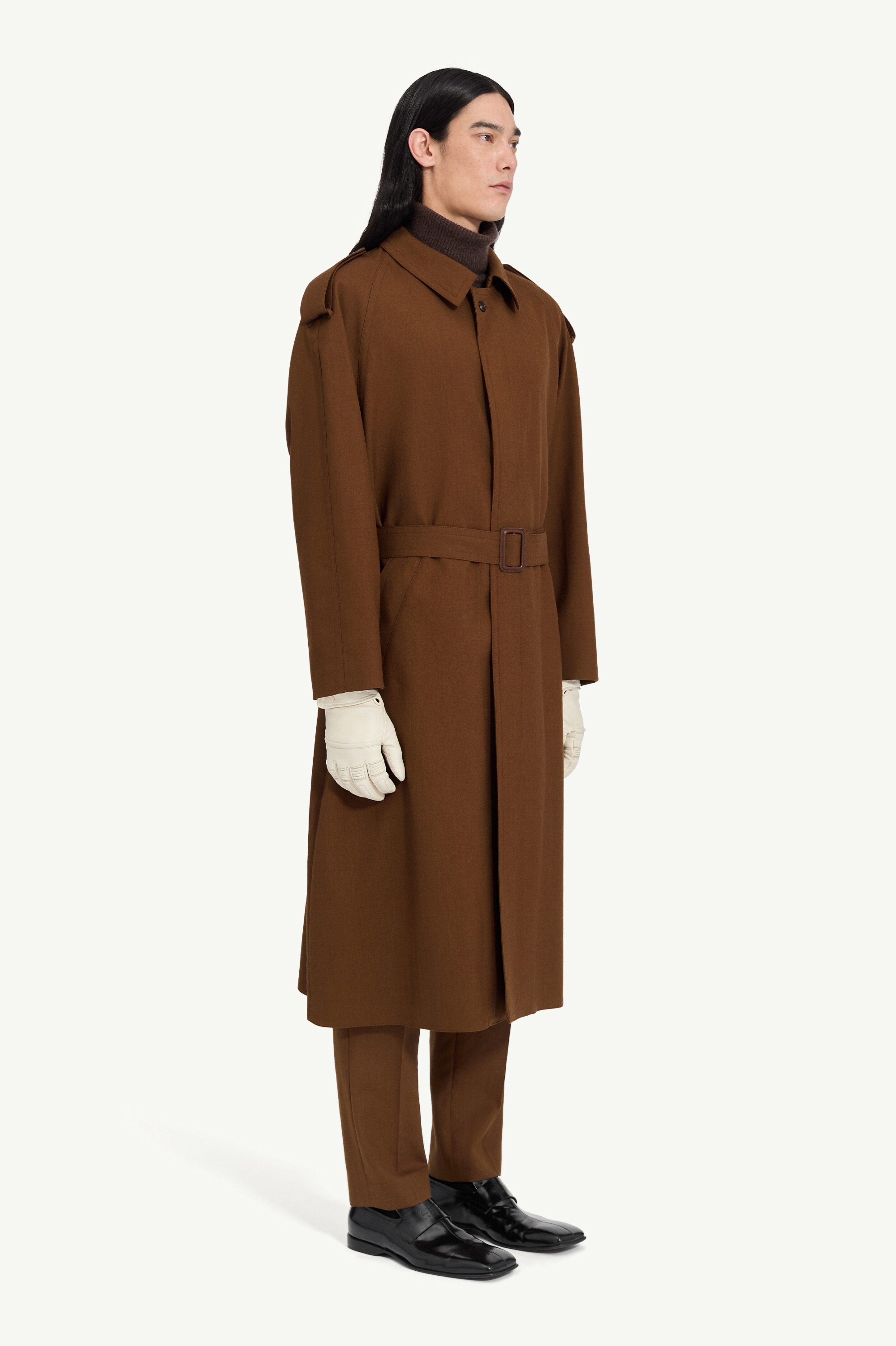 Trench en laine vierge pour homme | MM6 Brun