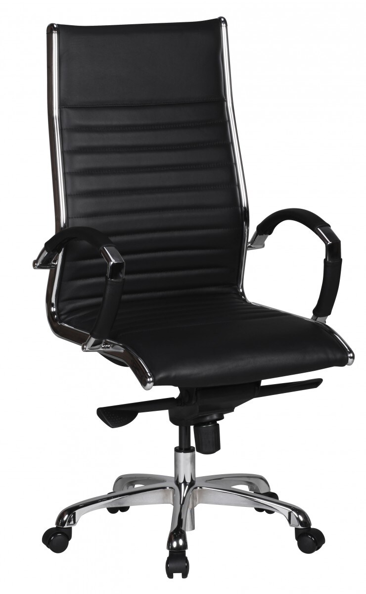 KADIMA DESIGN Chefsessel SECCHIA Echtleder, Multiblock Mechanik, verstellbar, 120 kg, Chromarmlehnen