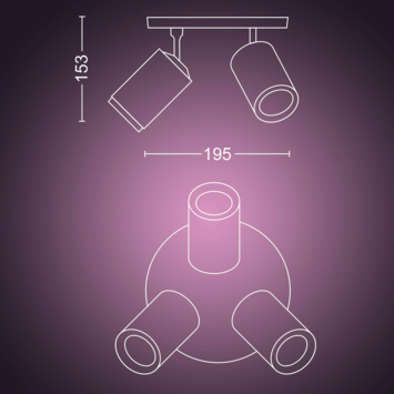 Philips Hue opbouwspot Fugato zwart - wit en gekleurd licht 4.2W - 3 spots