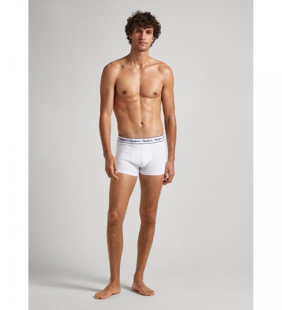 Cuecas Boxer Pepe Jeans Brancas com Elástico e Logotipo - Pacote com 3