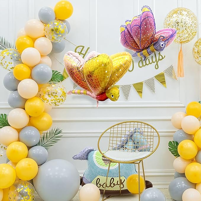 (2er Set) 3D Kinder Party Deko Folien Ballon Schmetterling Luftballon - Rosa / Blau