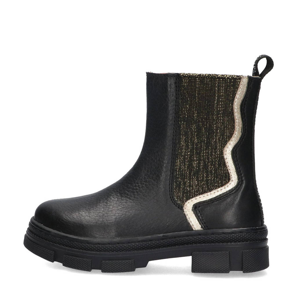 Braqeez Gia Gripchunky leren chelsea boots zwart