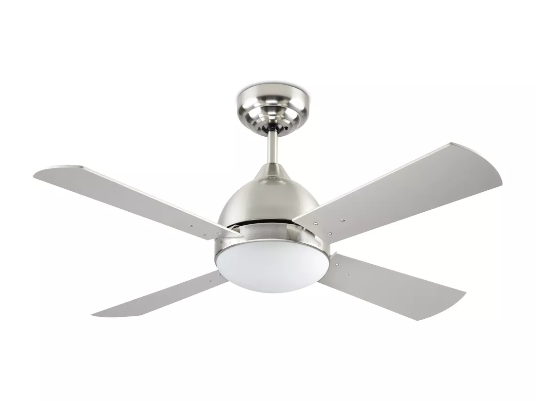 FORLIGHT Ventilateur du Plafond Borneo E27 15W Nickel Satiné Blanc