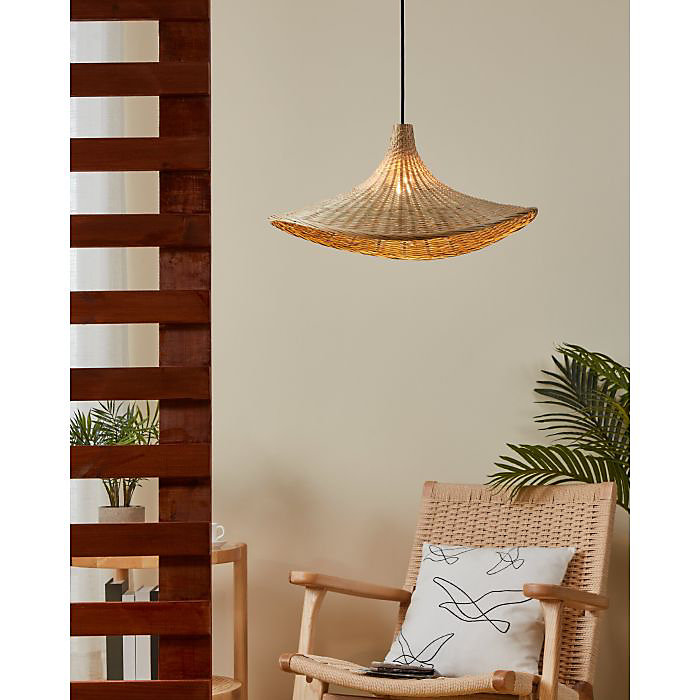 Suspension Haxey E27 40W IP20 effet naturelle Eglo L.100 x ⌀50 cm