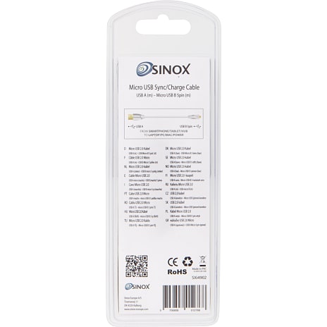 SINOX SXI4902 ladekabel - hvid
