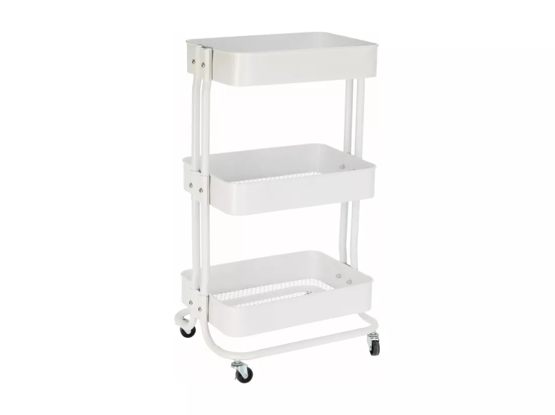Chariot de cuisine en fer blanc avec roulettes et 3 tiroirs Well Home