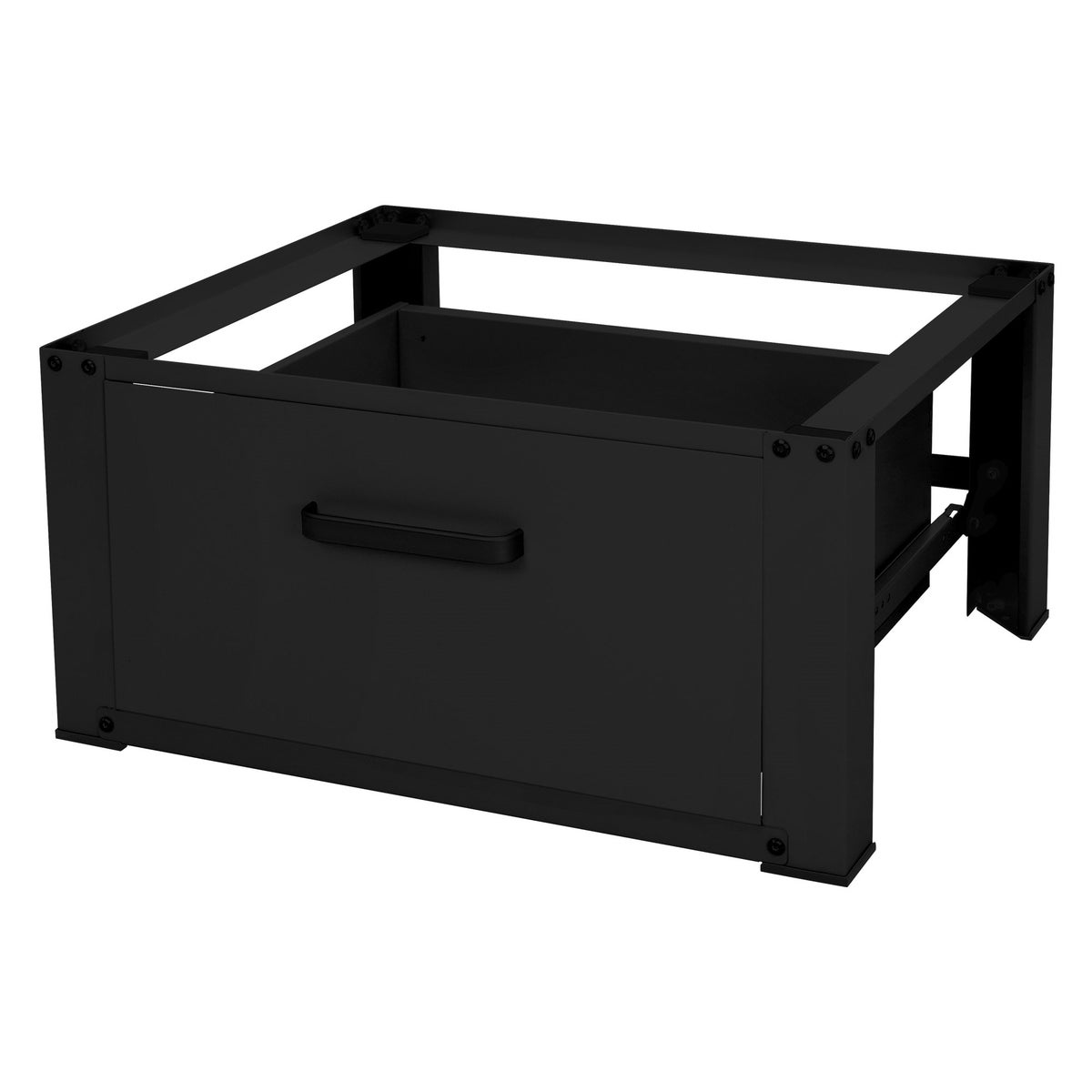 ML-Design Wasmachine Onderstel met Lade 63x54cm Staal Zwart tot 150kg, Wasmachinekast, Stabiele Wasmachine Onderstel, H=31,5cm Voetstuk Verlengstuk voor Droger/Koelkast