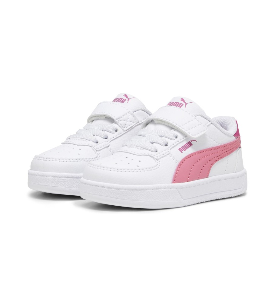 Tênis Puma Caven 2.0, branco e rosa.