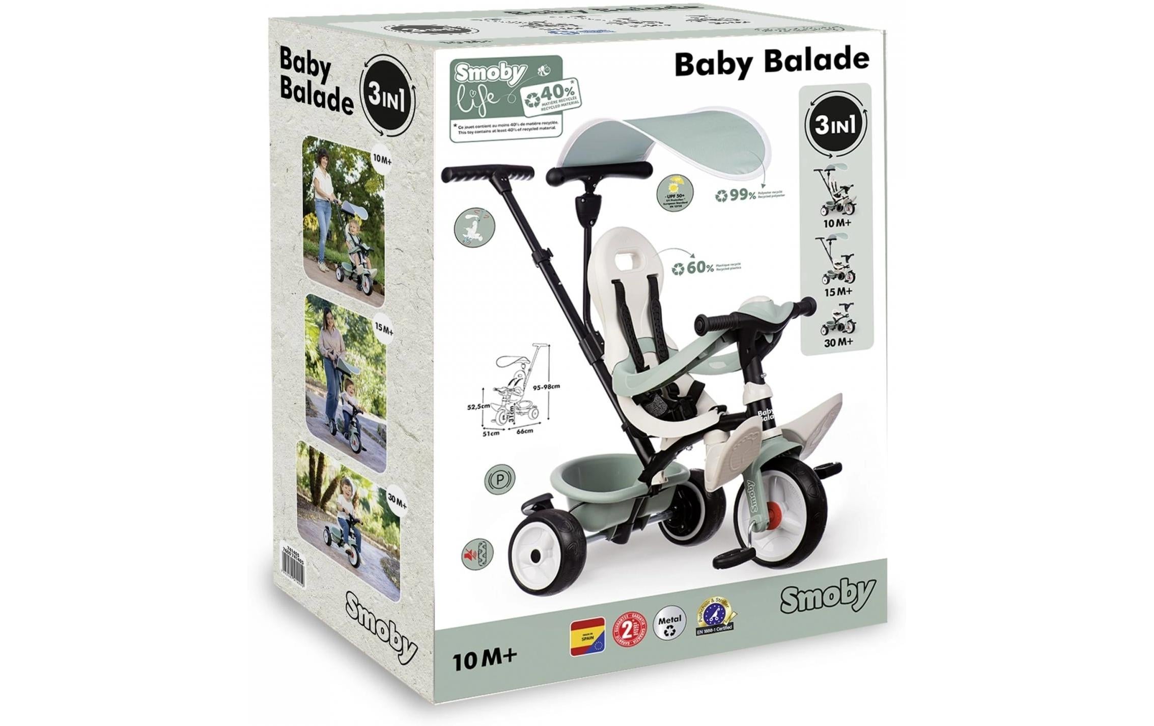 Dreirad Baby Balade Mint<br>Mitwachsendes Babyrad