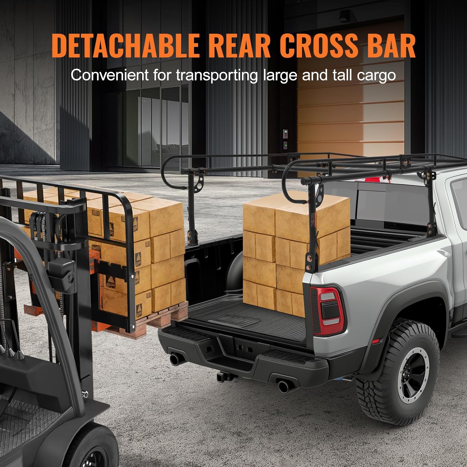 VEVOR Leiterträger für LKW, 454 kg Tragkraft LKW-Regale, Montage ohne Bohren für Lange oder schwere Ladung, Dachträger Dachregal 110-160 cm verstellbare Breite für Kajak, Leiter, Surfbrett, Bauholz