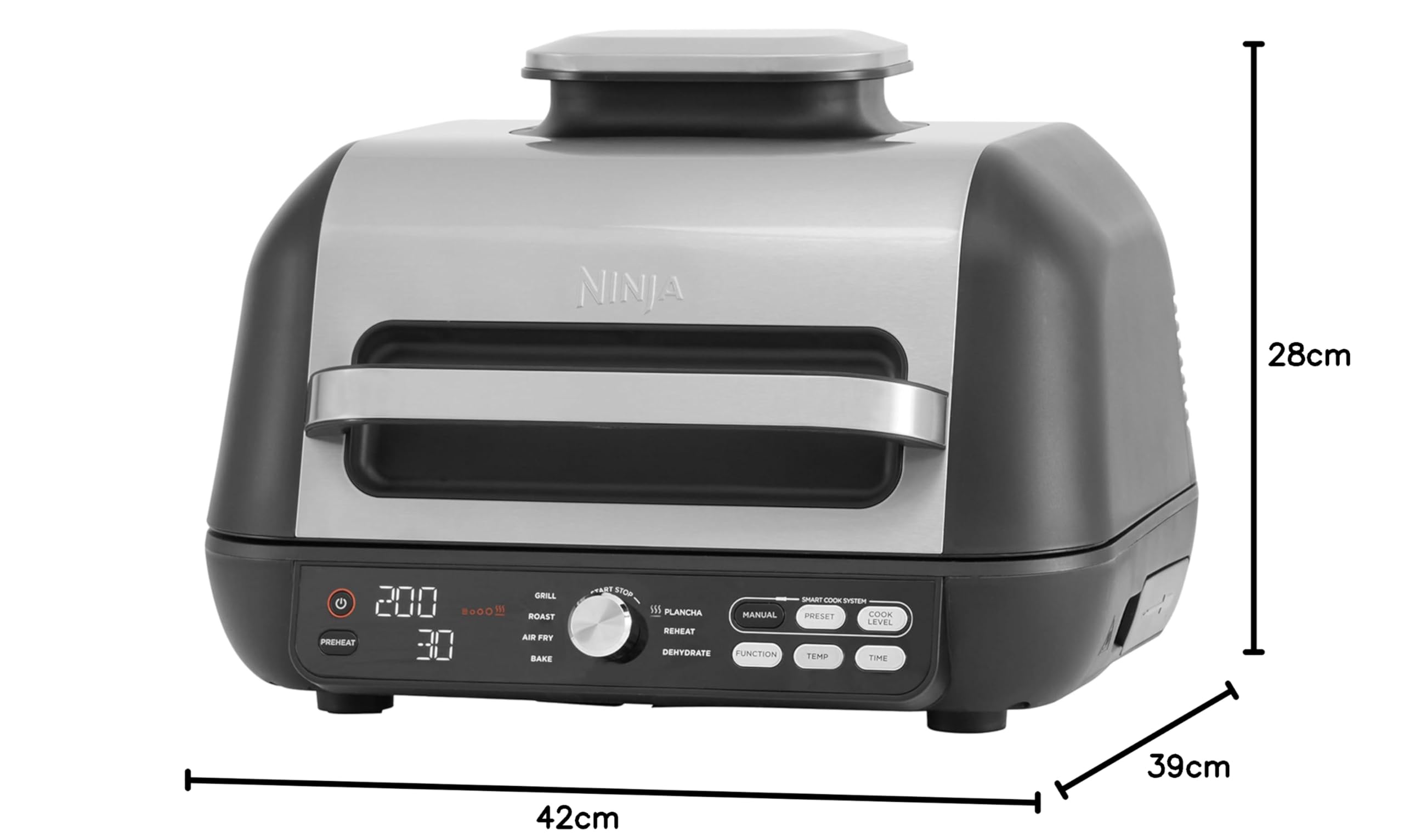Ninja Foodi MAX PRO Grill, Plancha et Friteuse à air avec sonde de cuisson numérique, 3,8L, 7 en 1, Grill, Air Fryer, Cuire, Rôtir et plus, Pièces lav