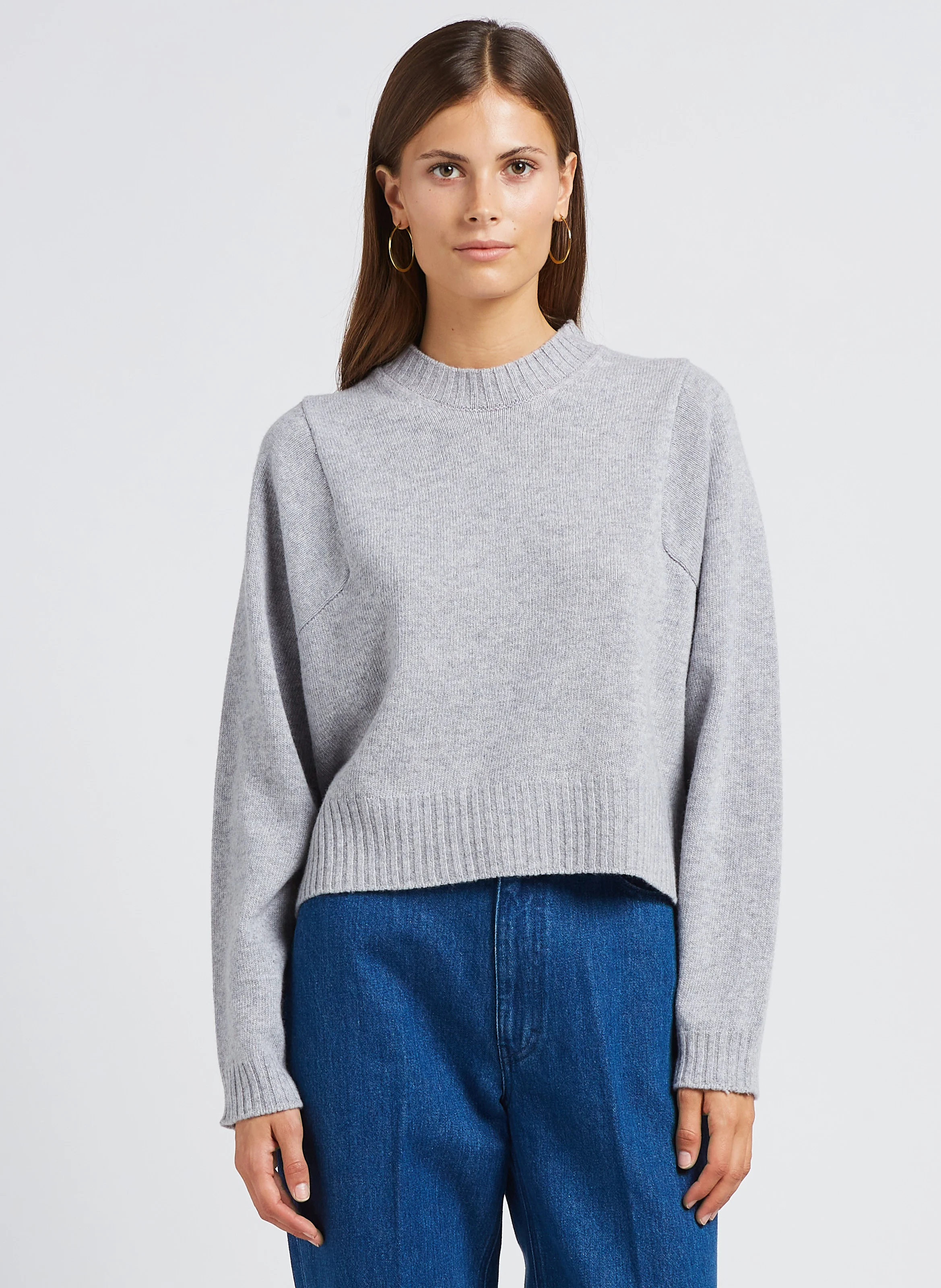 Pull oversize col rond en laine et cachemire | Gris