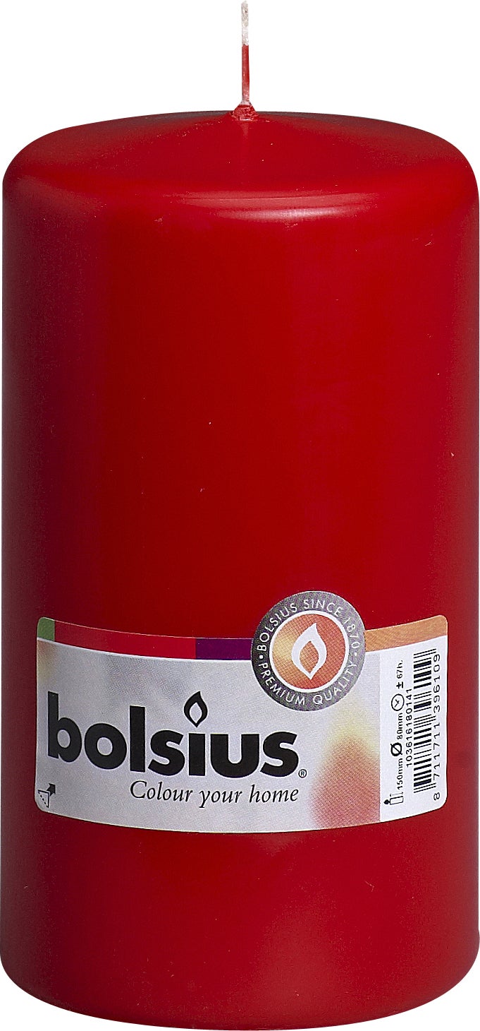 Bolsius stompkaars Rustiek rood 67 uur D 8,6 H 15 cm