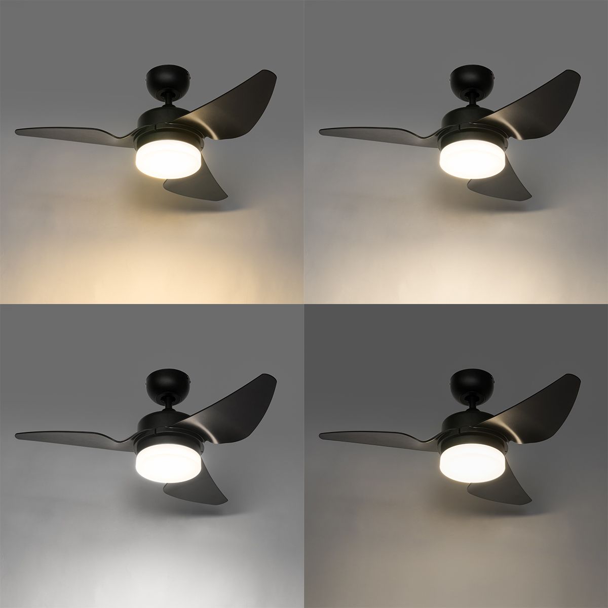 Plafondventilator zwart 86.7cm incl. LED dimbaar met afstandsbediening - Yuki