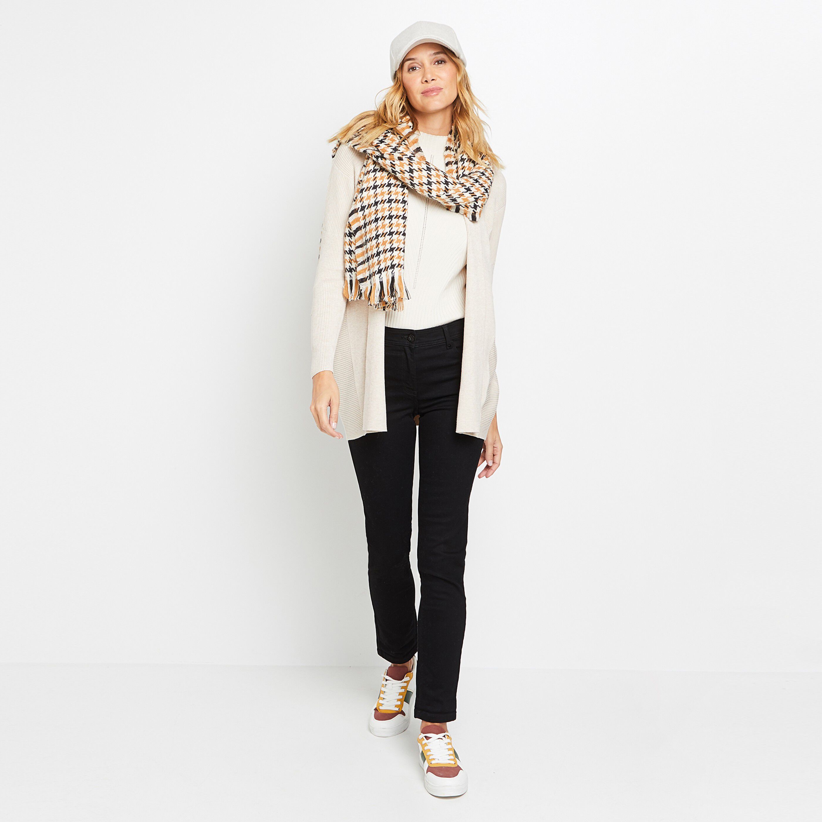 Gilet mi-long femme - BEIGE