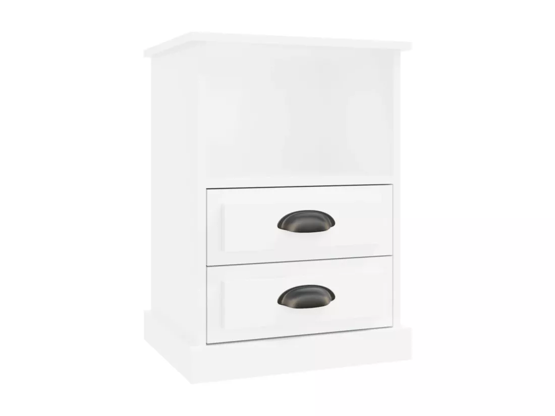 Tables de chevet 2 pièces blanc brillant 43x36x60 cm