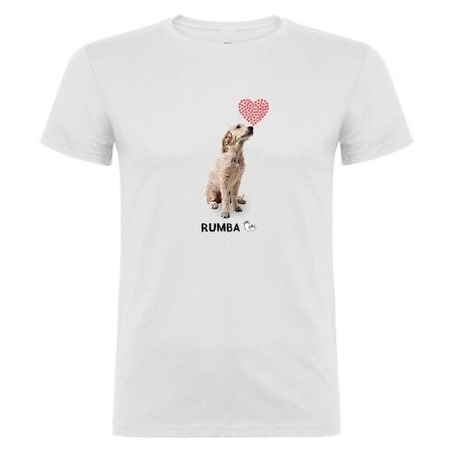Camiseta unissex com coração no focinho, personalizável, branca