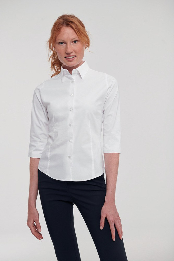 Russell Collection RU946F - Ladies Fitted Shirt - Chemise Femme Ajustée, Manches 3/4