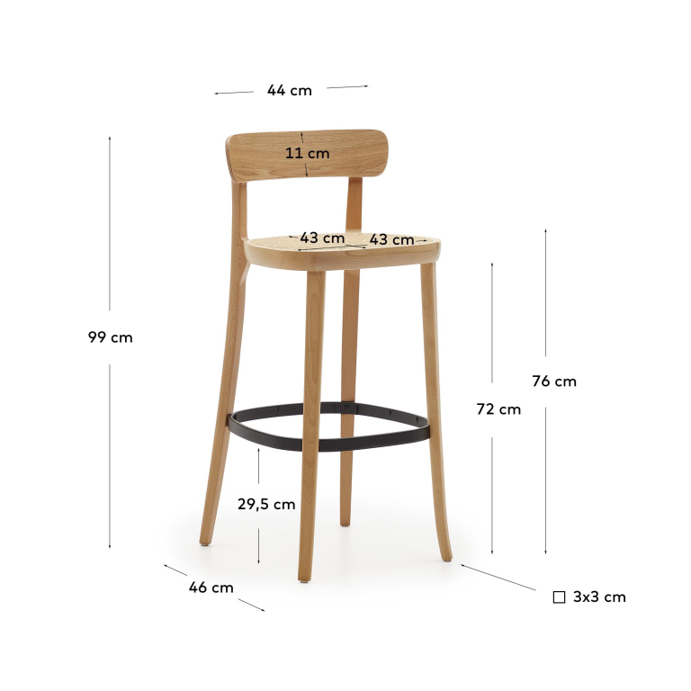 Kave Home Romane barkruk 76 naturel