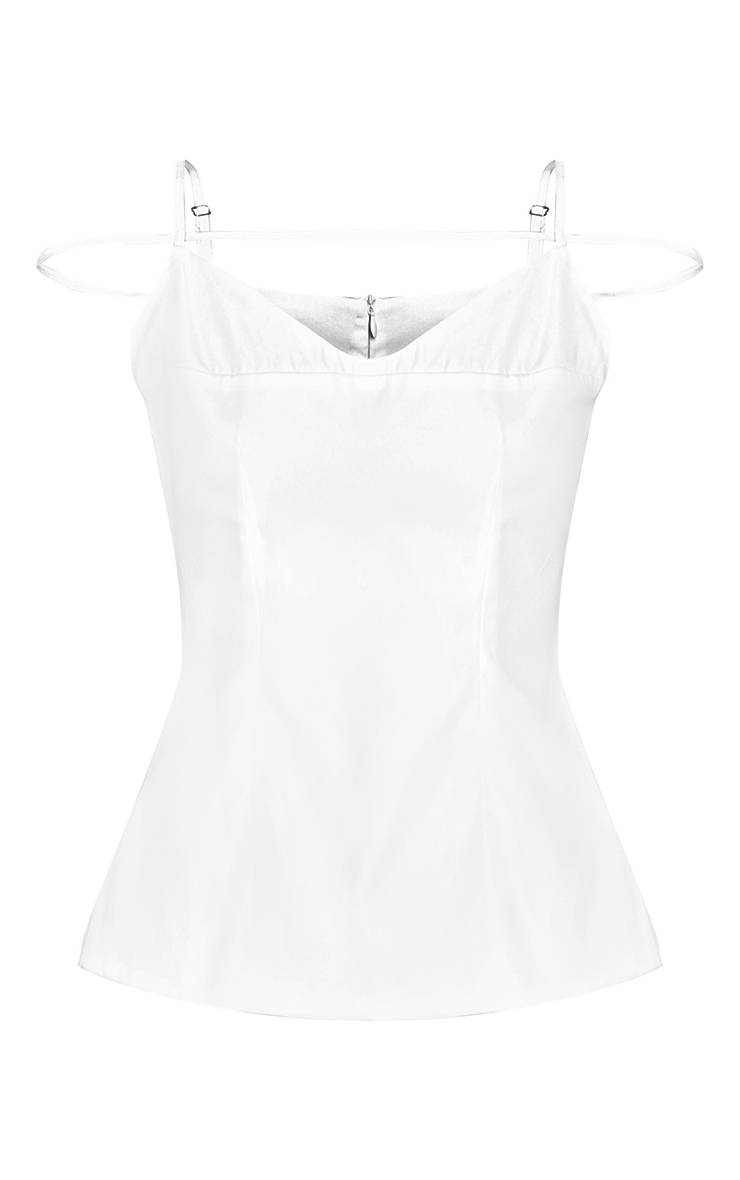 Blanc Top Long Tissé À Bretelles