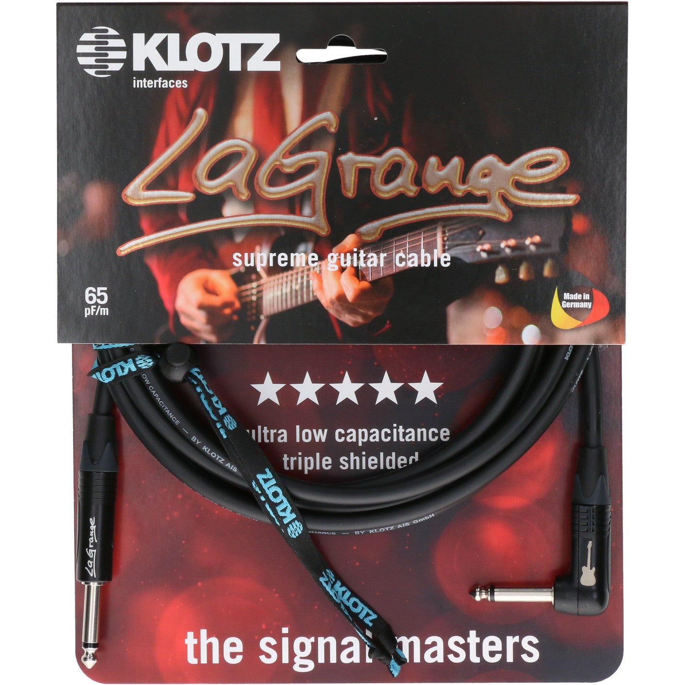 Klotz LA-PR0450 LaGrange gitaarkabel 4.5 meter recht - haaks