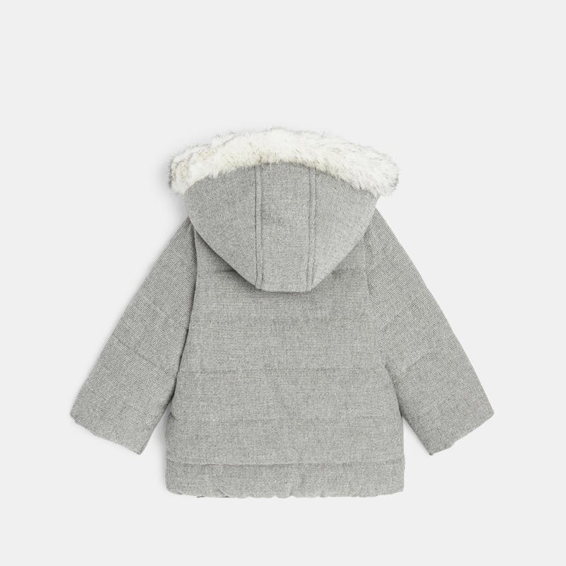 Doudoune épaisse maille brillante à capuche grise bébé fille Gris ou noir