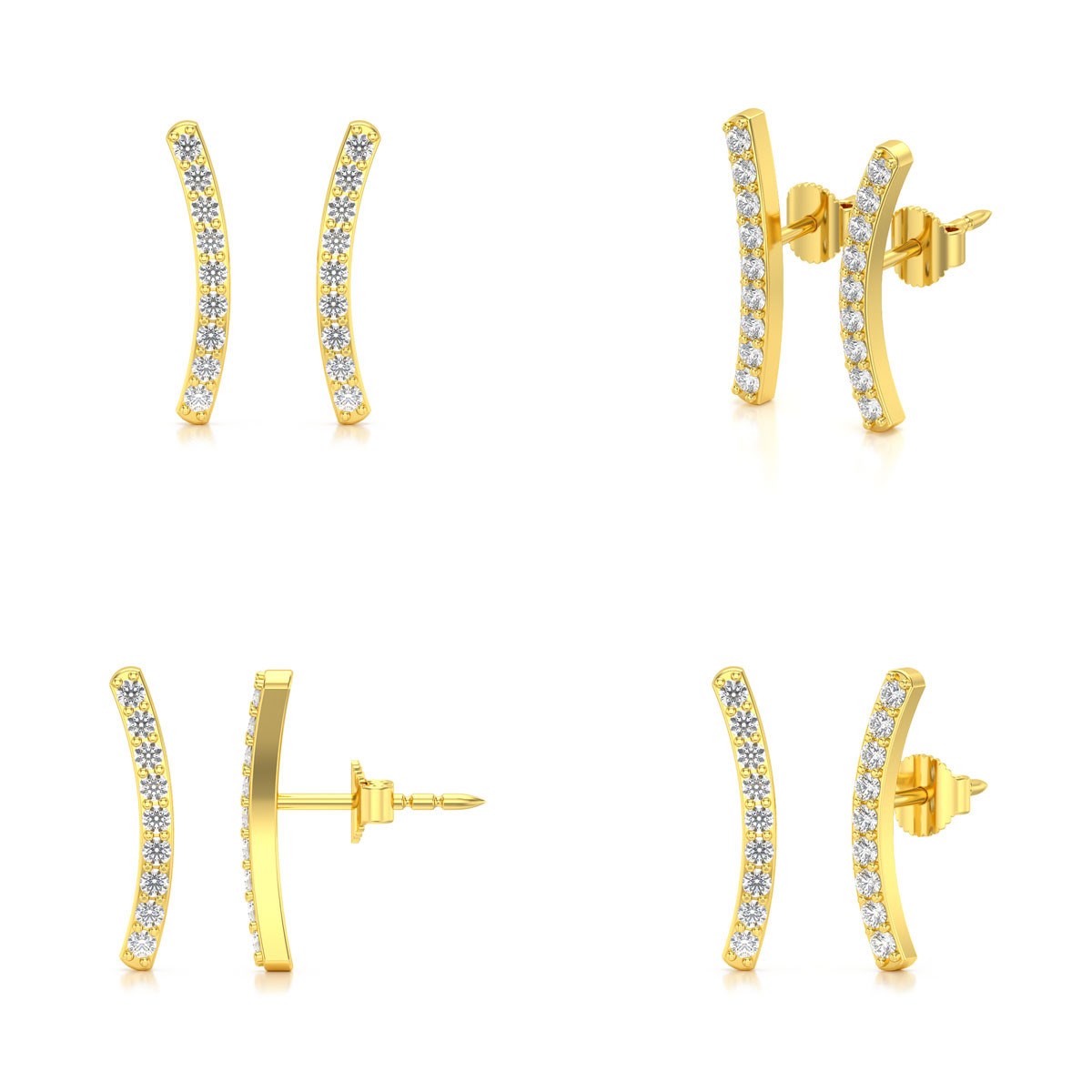 Boucles d'oreilles ADEN Or 585 Jaune Diamant 1.292grs