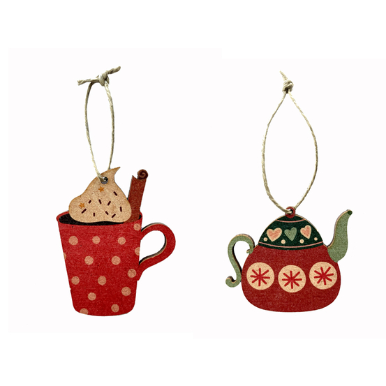 Suspension en bois DIY thème Noël gourmand 2 H.6,2 cm - x12